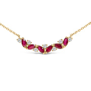 Bids.com 14K Yellow Gold Red Ruby and Diamond Trio Bar Line Necklace (I-J Color, SI2-I1 Clarity) - 18 inch Necklaces White Smoke Yellow.Gold / 18