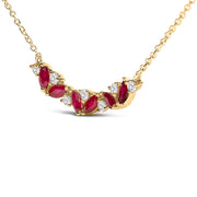Bids.com 14K Yellow Gold Red Ruby and Diamond Trio Bar Line Necklace (I-J Color, SI2-I1 Clarity) - 18 inch Necklaces White Smoke Yellow.Gold / 18