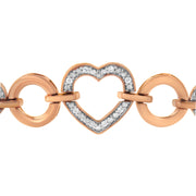 Bids.com 14K Rose Gold Plated .925 Sterling Silver Diamond Accent Circle and Heart Link Adjustable 6â€-10â€ Bolo Bracelet Bracelets White Smoke WhiteRose.Sterling Silver / 7