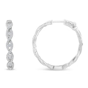 Bids.com 10K White Gold Diamond Hoop Earrings (1 1/2 cttw, H-I Color, I1-I2 Clarity) Earrings White Smoke White.Gold / 1.51