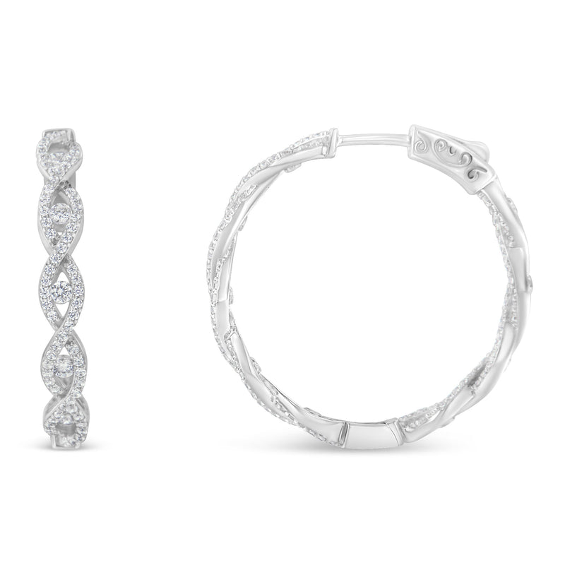 Bids.com 10K White Gold Diamond Hoop Earrings (1 1/2 cttw, H-I Color, I1-I2 Clarity) Earrings White Smoke White.Gold / 1.51