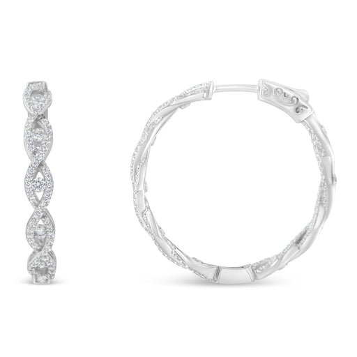 Bids.com 10K White Gold Diamond Hoop Earrings (1 1/2 cttw, H-I Color, I1-I2 Clarity) Earrings White Smoke White.Gold / 1.51
