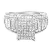 Bids.com 14K White Gold 2.0 Cttw Mixed-Cut Diamond Rectangle Invisible-Set Composite Cluster Ring with Bar- and Channel-Set Band (H-I Color, SI2-I1 Clarity) - Size 5 Rings White Smoke 9.5 / White.Gold,7.5 / 14k White Gold,5 / White.Gold,7 / White.Gold