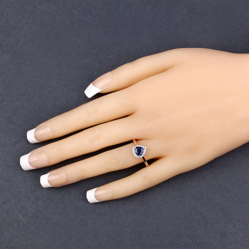 Bids.com 0.73 Carat Genuine Blue Sapphire and White Diamond 14K Yellow Gold Ring Rings Dark Slate Gray size 6.00,size 7.00,size 8.00,size 9.00