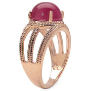 Bids.com 14K Rose Gold Plated 6.55 Carat Genuine Glass Filled Ruby .925 Sterling Silver Ring Rings White Smoke size 7.00,size 6.00,size 8.00,size 9.00