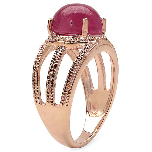 Bids.com 14K Rose Gold Plated 6.55 Carat Genuine Glass Filled Ruby .925 Sterling Silver Ring Rings White Smoke size 7.00,size 6.00,size 8.00,size 9.00