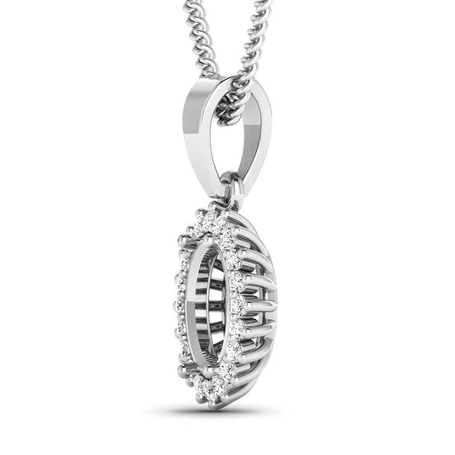 Bids.com 0.13 Carat Genuine White Diamond 14K White Gold Semi Mount Pendant - holds 8x6mm Oval Gemstone Pendants White Smoke
