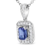 Bids.com 18K White Gold 1/4 Cttw Round Diamond and 6x4mm Purple Tanzanite Halo 18" Pendant Necklace (H-I Color, VS1-VS2 Clarity) Necklaces White Smoke White.Gold / 18