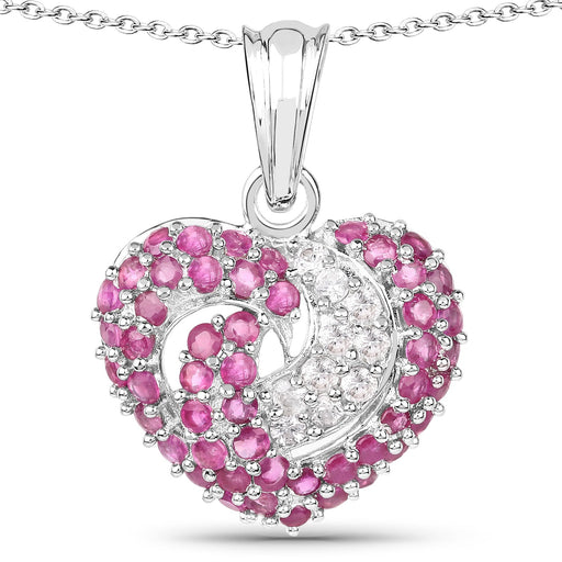 Bids.com 2.65 Carat Genuine Ruby and White Sapphire .925 Sterling Silver Pendant Pendants White Smoke
