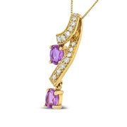 Bids.com 14K Yellow Gold 6x4mm Oval Pink Sapphire and 1/5 Cttw Round Diamond Pendant Necklace - (H-I Color, SI1-SI2 Clarity) Necklaces White Smoke Yellow.Gold / 18