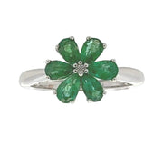 Bids.com 1.14ct Emerald Zircon Ring Sterling Silver Rings White Smoke 8.0
