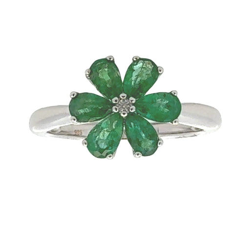 Bids.com 1.14ct Emerald Zircon Ring Sterling Silver Rings White Smoke 8.0
