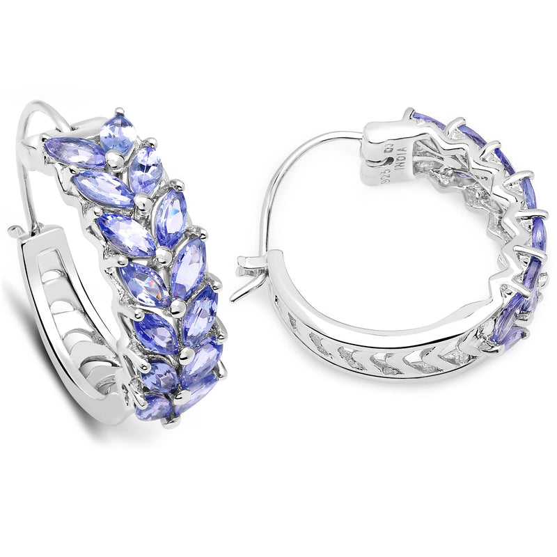 Bids.com 3.92 Carat Genuine Tanzanite .925 Sterling Silver Earrings Earrings White Smoke