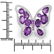 Bids.com 4.32 Carat Genuine Amethyst .925 Sterling Silver Ring Rings White Smoke size 6.00,size 7.00,size 8.00