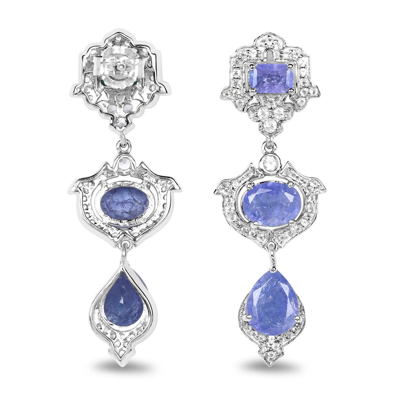 Bids.com 7.73 Carat Genuine Tanzanite and White Topaz .925 Sterling Silver Earrings Earrings White Smoke