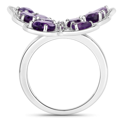 Bids.com 4.32 Carat Genuine Amethyst .925 Sterling Silver Ring Rings White Smoke size 6.00,size 7.00,size 8.00