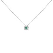 Bids.com 14K White Gold 3.8 MM Green Emerald and 1/3 Cttw Diamond Composite Halo 18" Pendant Necklace (F-G Color, VS2-SI1 Clarity) Necklaces White Smoke White.Gold / 18