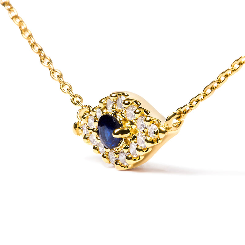 Bids.com 10K Yellow Gold Blue Sapphire and Diamond Accented Evil Eye 18" Inch Pendant Necklace (H-I Color, I1-I2 Clarity) Necklaces White Smoke Yellow.Gold / 18