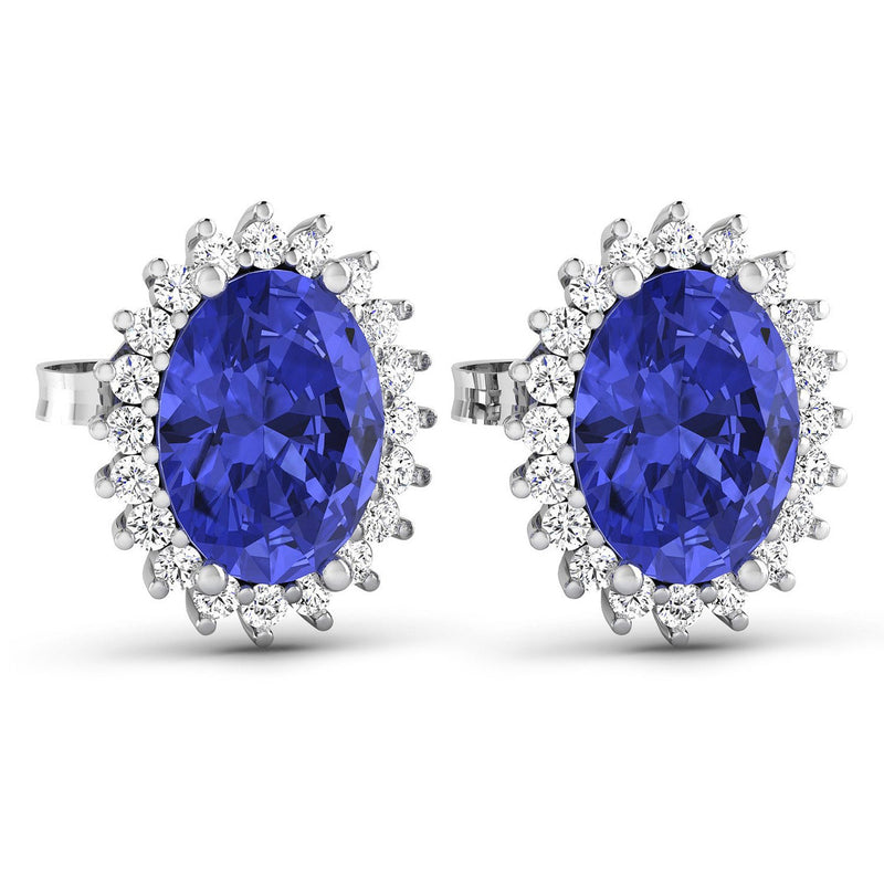 Bids.com 2.56 Carat Genuine Tanzanite and White Diamond 14K White Gold Earrings Earrings White Smoke