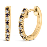 Bids.com 10K Yellow Gold Alternating Blue Sapphire 1/10 Cttw Diamond Huggy Hoop Earrings  (I-J Color, I1-I2 Clarity) Earrings White Smoke Yellow.Gold / 0.105