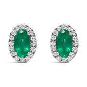 Bids.com 10K White Gold 5x3 MM Oval Purple Amethyst and Diamond Halo Stud Earrings (I-J Color, I1-I2 Clarity) Earrings White Smoke White.Gold / 0.144 / Green Emerald