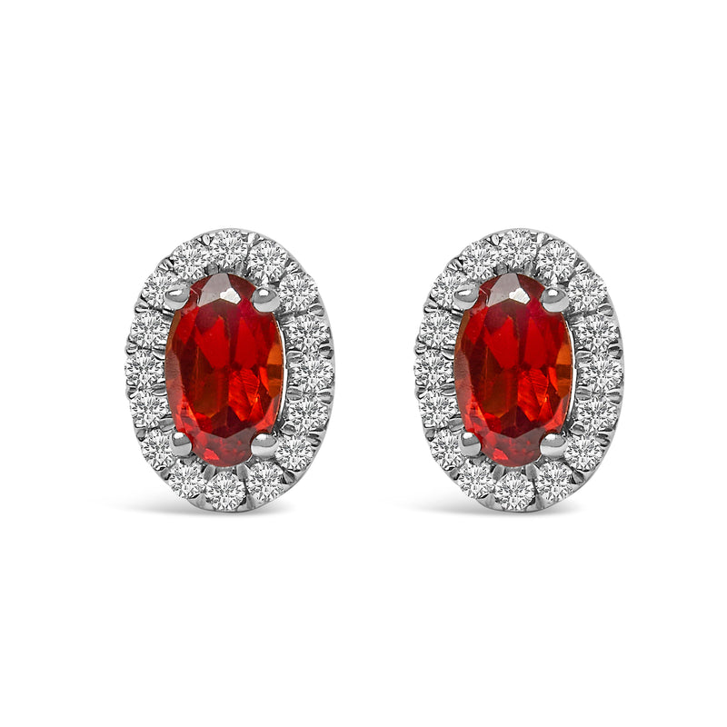 Bids.com 10K White Gold 5x3 MM Oval Purple Amethyst and Diamond Halo Stud Earrings (I-J Color, I1-I2 Clarity) Earrings White Smoke White.Gold / 0.144 / Red Garnet