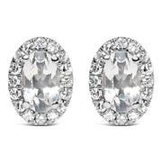 Bids.com 10K White Gold 5x3 MM Oval Purple Amethyst and Diamond Halo Stud Earrings (I-J Color, I1-I2 Clarity) Earrings White Smoke White.Gold / 0.144 / White Topaz
