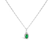 Bids.com 10K White Gold 5x3mm Green Emerald and Diamond Accent Halo Oval Shape 18" Pendant Necklace (I-J Color, I1-I2 Clarity) Necklaces White Smoke White.Gold / 18 / Green Emerald,White.Gold / 18 / Red Garnet,White.Gold / 18 / Green Peridot,White.Gold / 18 / Pink Tourmaline