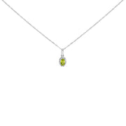 Bids.com 10K White Gold 5x3mm Green Emerald and Diamond Accent Halo Oval Shape 18" Pendant Necklace (I-J Color, I1-I2 Clarity) Necklaces White Smoke White.Gold / 18 / Green Peridot