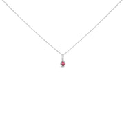 Bids.com 10K White Gold 5x3mm Green Emerald and Diamond Accent Halo Pear Shape 18" Pendant Necklace (I-J Color, I1-I2 Clarity) Necklaces White Smoke White.Gold / 18 / Pink Tourmaline