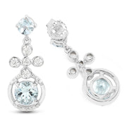 Bids.com 4.42 Carat Genuine Aquamarine and White Zircon .925 Sterling Silver Earrings Earrings White Smoke
