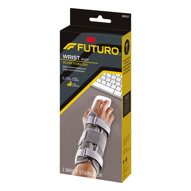 Futuro Futuro Deluxe Wrist Stabilizer, Right Hand Large/Extra-Large Supports & Braces Slate Gray