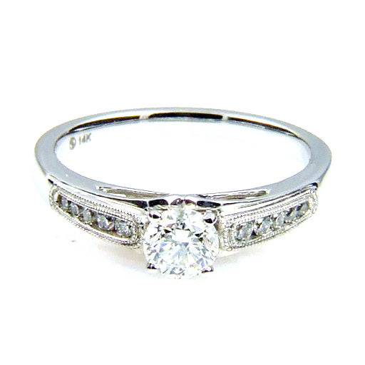 Bids.com .50ct Diamond Eng Only 14KT White Gold Rings White Smoke 7