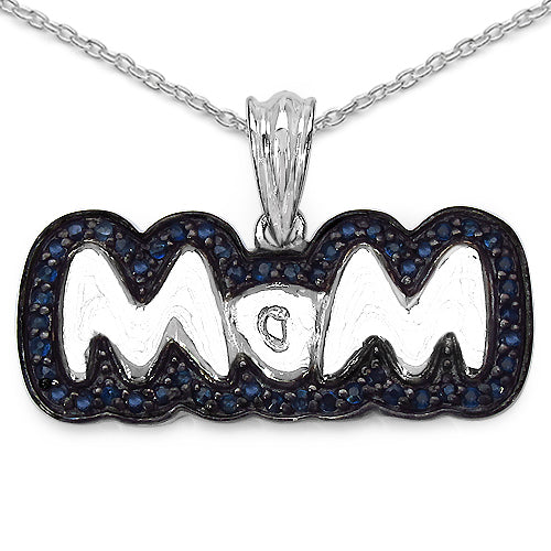 Bids.com 1.02 Carat Genuine Blue Sapphire .925 Sterling Silver Pendant Pendants White Smoke
