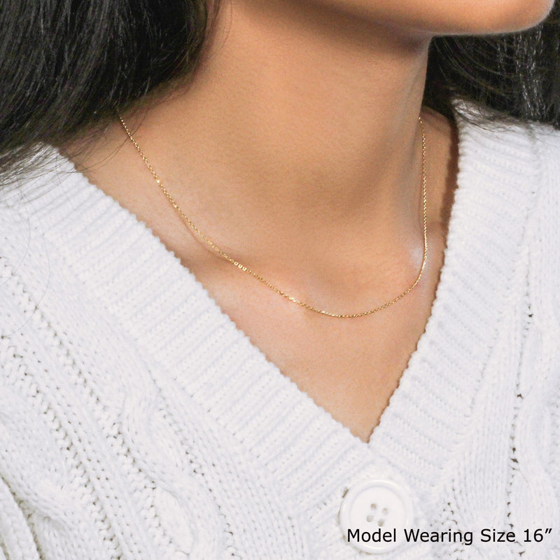 Bids.com 18k Yellow Gold Diamond Cut Cable Link Chain (0.80 mm) Necklaces Lavender 16 / Yellow Gold,18 / Yellow Gold