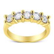 Bids.com 14K Yellow Gold Plated .925 Sterling Silver 1.0 Cttw Shared Prong-set Round Diamond 5 Stone Band Ring (J-K Color, I1-I2 Clarity) - Size 7 Rings White Smoke 7 / Yellow.Sterling Silver,9 / Yellow.Sterling Silver,8 / Yellow.Sterling Silver,6 / Yellow.Sterling Silver