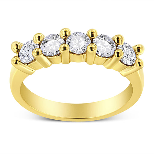 Bids.com 14K Yellow Gold Plated .925 Sterling Silver 1.0 Cttw Shared Prong-set Round Diamond 5 Stone Band Ring (J-K Color, I1-I2 Clarity) - Size 7 Rings White Smoke 7 / Yellow.Sterling Silver,9 / Yellow.Sterling Silver,8 / Yellow.Sterling Silver,6 / Yellow.Sterling Silver
