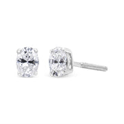 Bids.com 14K White Gold 1.00 Cttw Lab Grown Oval Solitaire Diamond Stud Earrings (F-G Color, VS2-SI1 Clarity) Earrings White Smoke White.Gold / 0.5