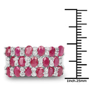 Bids.com 3.69 Carat Genuine Ruby and White Topaz .925 Sterling Silver Ring Rings White Smoke size 6.50,size 6.00,size 7.00,size 8.00,size 9.00