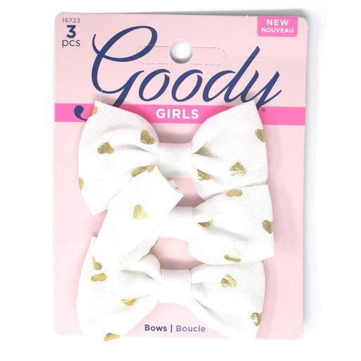 Goody Goody Girls White Hair Bow Heart Barrettes 2.75" - 3 Pieces Barrettes White Smoke