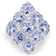 Bids.com 3.31 Carat Genuine Tanzanite .925 Sterling Silver Ring Rings White Smoke size 5.50,size 6.00,size 7.00,size 8.00,size 9.00
