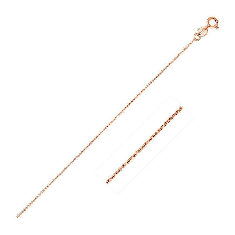 Bids.com 14k Pink Gold Diamond Cut Cable Link Chain 0.8mm Necklaces White Smoke 16 / Rose Gold,18 / Rose Gold