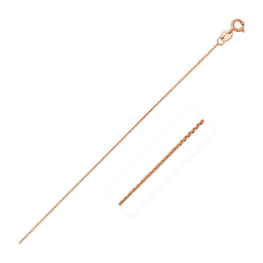 Bids.com 14k Pink Gold Diamond Cut Cable Link Chain 0.8mm Necklaces White Smoke 16 / Rose Gold,18 / Rose Gold