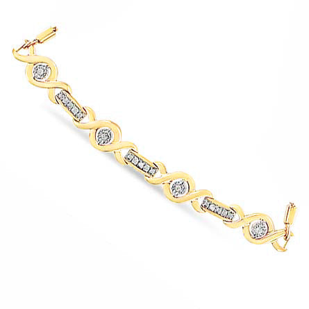 Bids.com 14K Yellow Gold Plated .925 Sterling Silver Channel Set Diamond Accent Twist 4â€-10â€ Adjustable Bolo Bracelet (I-J Color, I3 Clarity) Bracelets White Smoke Yellow.Sterling Silver / 7,Rose.Sterling Silver / 7