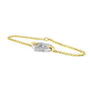 Bids.com 10K Two Tone Gold 1/4 Cttw Diamond Encrusted Heart Charm 7" Bracelet (H-I Color, I1-I2 Clarity) Bracelets White Smoke YellowWhite.Gold / 7
