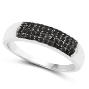 Bids.com 0.22 Carat Genuine Black Diamond .925 Sterling Silver Ring Rings White Smoke size 6.00,size 7.00,size 8.00,size 9.00