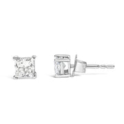 Bids.com 14K White Gold 3/8 Cttw Lab Grown Princess-Cut Diamond 4-Prong Solitaire Stud Earrings (VS1-VS2 Clarity, F-G Color) Earrings White Smoke White.Gold / 0.4