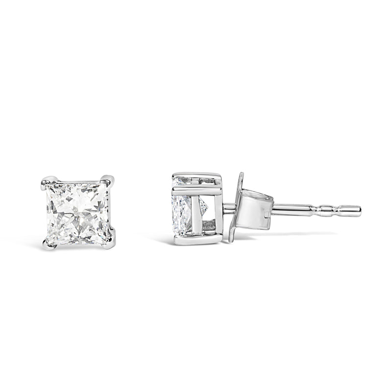 Bids.com 14K White Gold 3/8 Cttw Lab Grown Princess-Cut Diamond 4-Prong Solitaire Stud Earrings (VS1-VS2 Clarity, F-G Color) Earrings White Smoke White.Gold / 0.4
