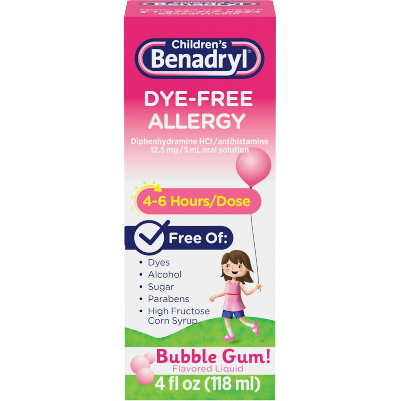 Benadryl Benadryl Allergy, Dye Free, Liquid, Bubble Gum! Flavored 4 Fl Oz Health & Beauty Misty Rose