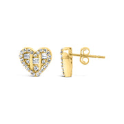 Bids.com 14K Yellow Gold Plated .925 Sterling Silver 1/2 Cttw Round and Baguette Diamond Composite Heart Shaped Stud Earring (I-J Color, SI2-I1 Clarity) Earrings White Smoke Yellow.Sterling Silver / 0.526,White.Sterling Silver / 0.526